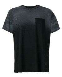 schwarzes T-Shirt mit einem Rundhalsausschnitt mit Farbverlauf von Amiri