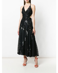 schwarzes Pailletten Ballkleid mit Ausschnitten von Temperley London