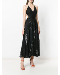 schwarzes Pailletten Ballkleid mit Ausschnitten von Temperley London