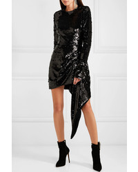 schwarzes figurbetontes Kleid aus Pailletten von 16Arlington