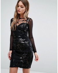 schwarzes figurbetontes Kleid aus Pailletten von Lipsy