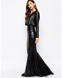 schwarzes Pailletten Maxikleid von Forever Unique