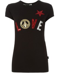 schwarzes Pailletten T-shirt von Love Moschino