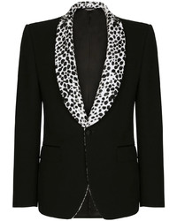 schwarzes Paillettensakko mit Leopardenmuster