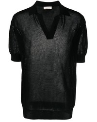 schwarzes Polohemd aus Netzstoff von Laneus