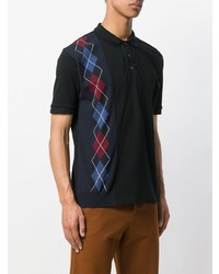 schwarzes Polohemd mit Argyle-Muster von Pringle Of Scotland