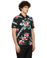 schwarzes Polohemd mit Blumenmuster von Moschino