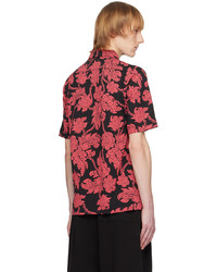 schwarzes Polohemd mit Blumenmuster von Dries Van Noten