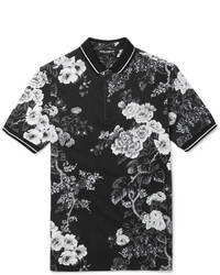 schwarzes Polohemd mit Blumenmuster von Dolce & Gabbana
