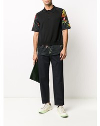 schwarzes Polohemd mit Blumenmuster von DSQUARED2