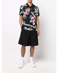 schwarzes Polohemd mit Blumenmuster von Moschino