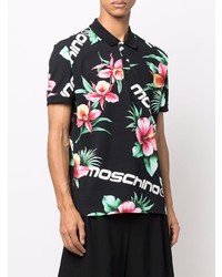 schwarzes Polohemd mit Blumenmuster von Moschino
