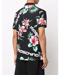 schwarzes Polohemd mit Blumenmuster von Moschino