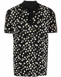 schwarzes Polohemd mit Blumenmuster von Karl Lagerfeld