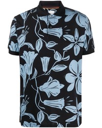 schwarzes Polohemd mit Blumenmuster von Paul Smith