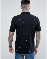 schwarzes Polohemd mit Paisley-Muster von Hugo Boss