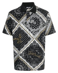schwarzes Polohemd mit Paisley-Muster von Just Cavalli