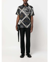 schwarzes Polohemd mit Paisley-Muster von Just Cavalli