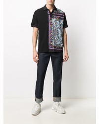 schwarzes Polohemd mit Paisley-Muster von VERSACE JEANS COUTURE