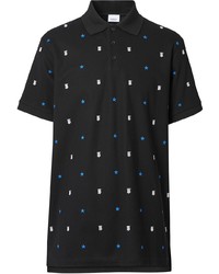 schwarzes Polohemd mit Sternenmuster von Burberry