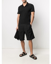 schwarzes Polohemd von Homme Plissé Issey Miyake