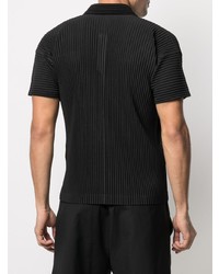 schwarzes Polohemd von Homme Plissé Issey Miyake