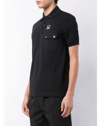 schwarzes Polohemd von Raf Simons X Fred Perry