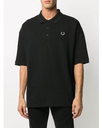 schwarzes Polohemd von Raf Simons X Fred Perry