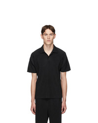 schwarzes Polohemd von Homme Plissé Issey Miyake