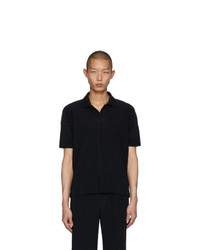 schwarzes Polohemd von Homme Plissé Issey Miyake