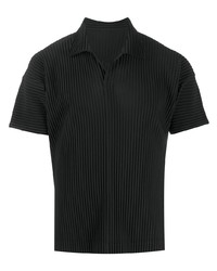 schwarzes Polohemd von Homme Plissé Issey Miyake