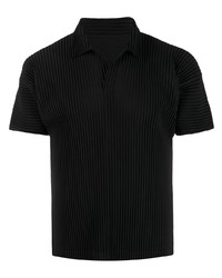 schwarzes Polohemd von Homme Plissé Issey Miyake