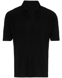 schwarzes Polohemd von Homme Plissé Issey Miyake