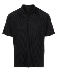 schwarzes Polohemd von Homme Plissé Issey Miyake