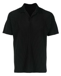 schwarzes Polohemd von Homme Plissé Issey Miyake