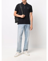 schwarzes Polohemd von MAISON KITSUNÉ