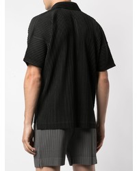 schwarzes Polohemd von Homme Plissé Issey Miyake