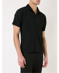 schwarzes Polohemd von Homme Plissé Issey Miyake