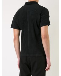 schwarzes Polohemd von Homme Plissé Issey Miyake