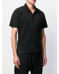 schwarzes Polohemd von Homme Plissé Issey Miyake