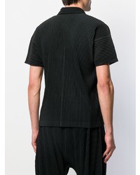 schwarzes Polohemd von Homme Plissé Issey Miyake