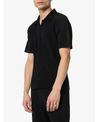 schwarzes Polohemd von Homme Plissé Issey Miyake