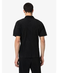 schwarzes Polohemd von Homme Plissé Issey Miyake