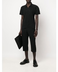 schwarzes Polohemd von Homme Plissé Issey Miyake