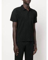 schwarzes Polohemd von Homme Plissé Issey Miyake