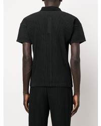 schwarzes Polohemd von Homme Plissé Issey Miyake