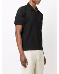 schwarzes Polohemd von Homme Plissé Issey Miyake