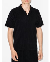 schwarzes Polohemd von Homme Plissé Issey Miyake