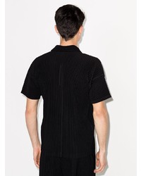 schwarzes Polohemd von Homme Plissé Issey Miyake