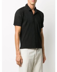 schwarzes Polohemd von Homme Plissé Issey Miyake